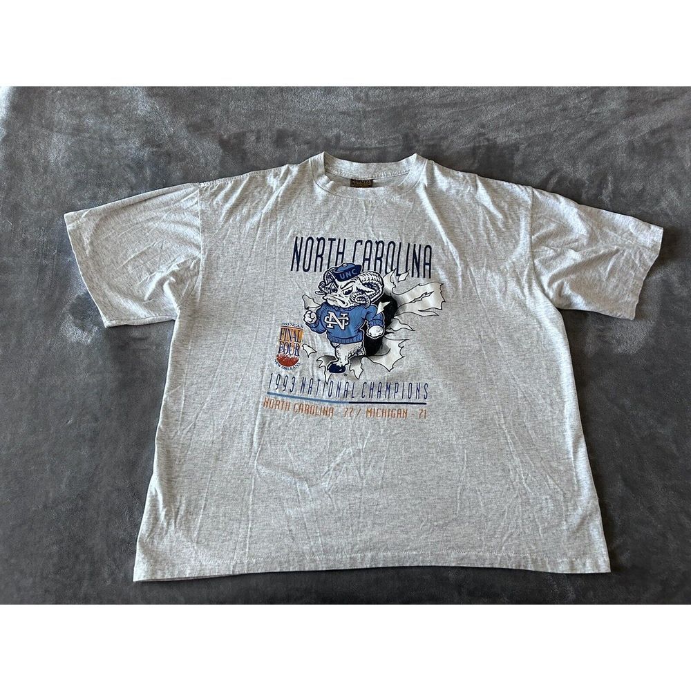 VTG Nutmeg North Carolina Tar Heels 1993 National Champions Shirt XL Made In USA